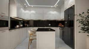 طراحی سه بعدی کابینت نئوکلاسیک با روکش ممبران در شیراز