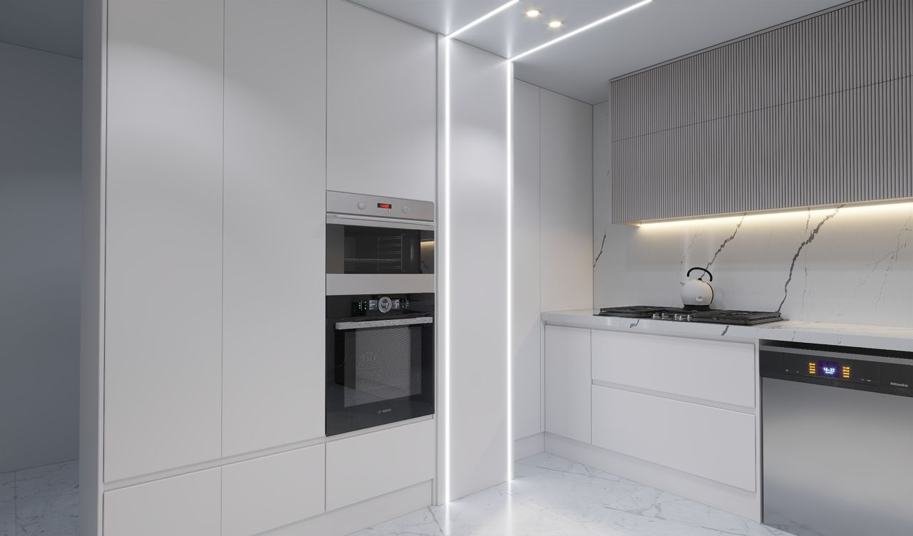 طراحی کابینت پست مدرن (هایگلاس + رنگ پلی اورتان) دو