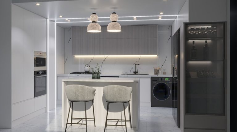 طراحی کابینت پست مدرن (هایگلاس + رنگ پلی اورتان)