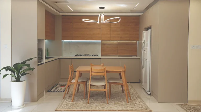 کابینت مدرن طرح چوب و کرم